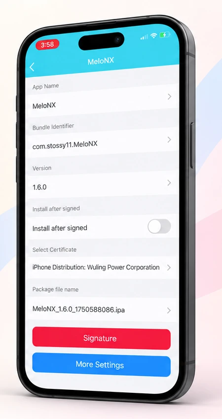 ESign signing interface on an iPhone