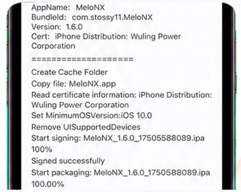 ESign signing process log from the tutorial